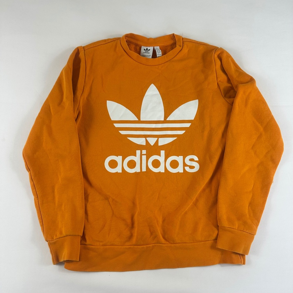 Youth Large 13-14 Adidas Orange‎ Trefoil Logo Sweatshirt Pullover